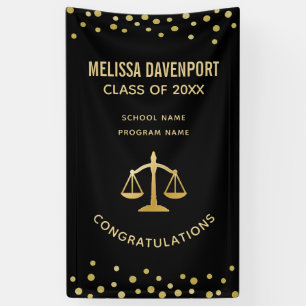 Golden Scales of Justice Law Theme Graduation Banner