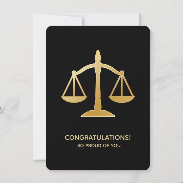 Golden Scales of Justice Law Themed Design Invitation (Front)