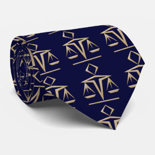 Golden Scales of Justice on Almost Navy Blue Tie