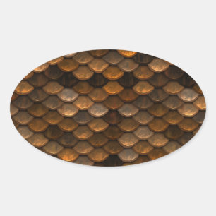 Golden Scales Oval Sticker