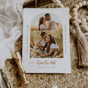 Golden Scallop Save The Date Wedding Photo Card