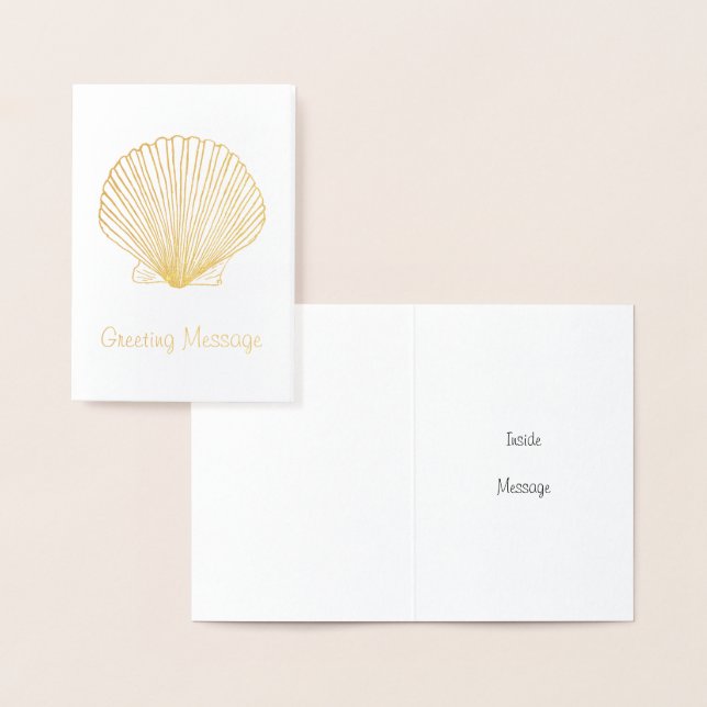 Golden Scallop Seashell Card Template (Display)