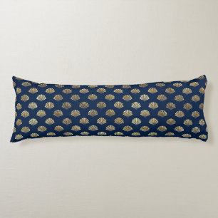 Golden Scallops on Blue Body Cushion