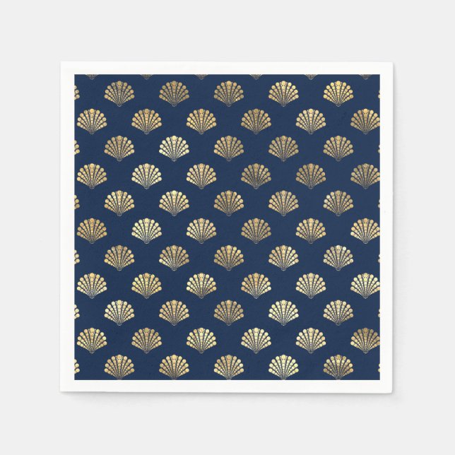 Golden Scallops on Blue Napkin (Front)