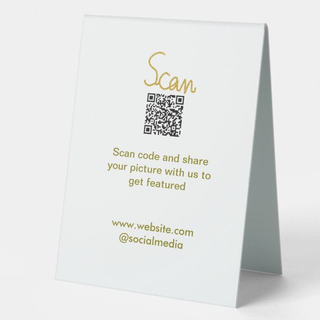 Golden Scan QR code glitter simple elegant calligr (Front)