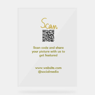Golden Scan QR code glitter simple elegant calligr Acrylic Sign