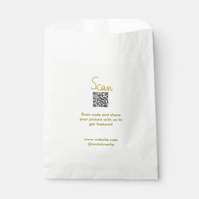 Golden Scan QR code glitter simple elegant calligr Favour Bags (Front)