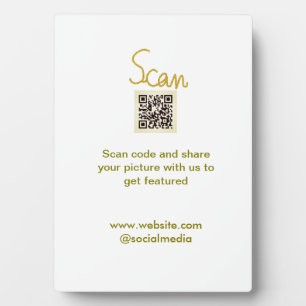 Golden Scan QR code glitter simple elegant calligr Plaque