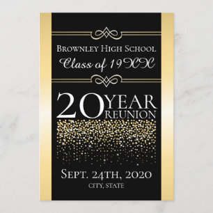 Golden school reunion design invitation