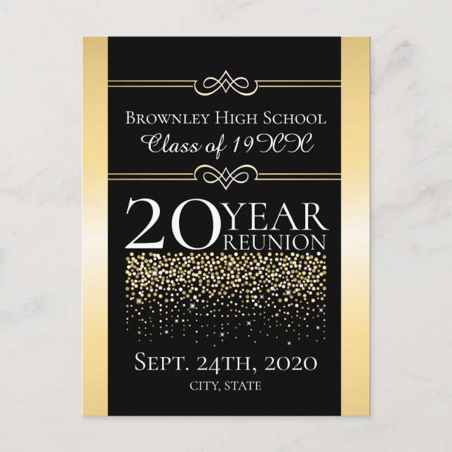 Golden school reunion design postcard (Front)