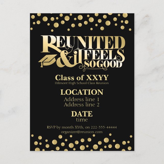 Golden school reunion postcard (Front)