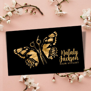 Golden Scissors and Butterfly Stylish Business Card