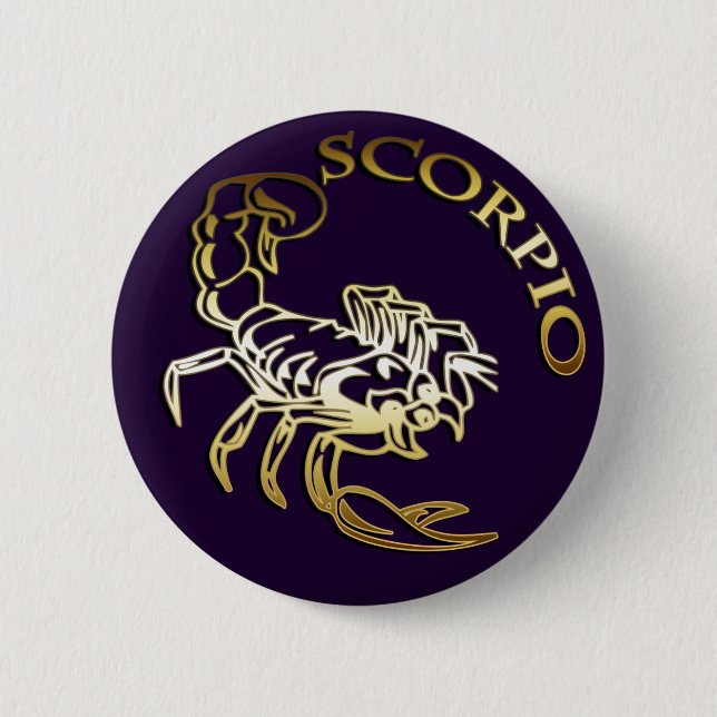 GOLDEN SCORPIO 6 CM ROUND BADGE (Front)