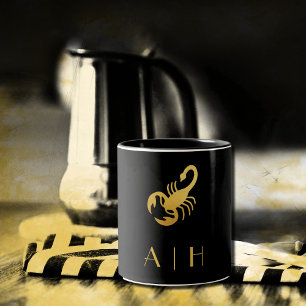 Golden   scorpio   - add monogram   Two-Tone coffee mug