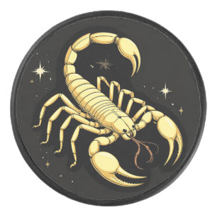 🦂 Golden Scorpio Ornament Hockey Puck Zodiac Gift