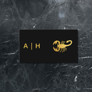  Golden  -  Scorpio   Zodiac  -monogrammed  black Business Card