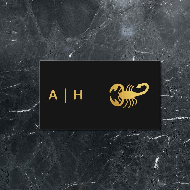  Golden  -  Scorpio   Zodiac  -monogrammed  black Business Card (Creator Uploaded)