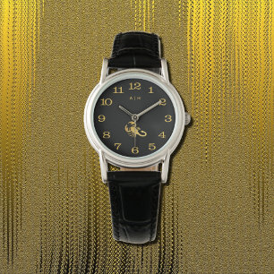  Golden  -  Scorpio   Zodiac  -monogrammed  black Watch