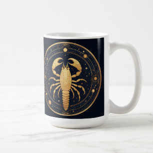 Golden Scorpion Artwork with Astrological Symbols Coffee Mug