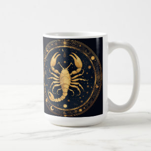 Golden Scorpion Artwork with Astrological Symbols Coffee Mug