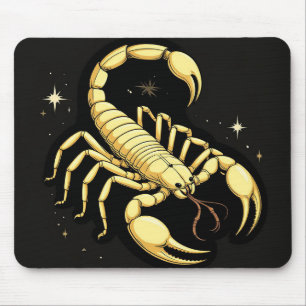 Golden Scorpion Zodiac Design with Ornamens Mouse Mat