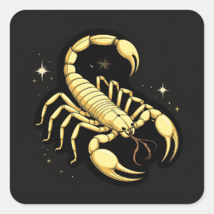 Golden Scorpion Zodiac Design with Ornamens Square Sticker