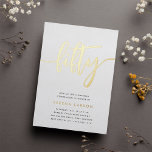 Golden Script 50th Birthday Party<br><div class="desc">Celebrate her milestone birthday with these chic 40th birthday party invitations featuring "fifty" in modern gold foil hand sketched script lettering. Personalise with your party details beneath. A unforgettable,  luxe choice for fabulous 50th birthday celebrations.</div>