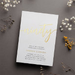 Golden Script 90th Birthday Party<br><div class="desc">Celebrate her milestone birthday with these chic 90th birthday party invitations featuring "ninety" in modern gold foil hand sketched script lettering. Personalise with your party details beneath. A unforgettable,  luxe choice for fabulous 90th birthday celebrations.</div>