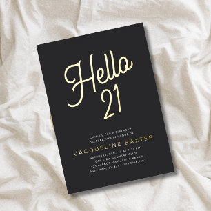 Golden Script Hello 21 21st Birthday Party