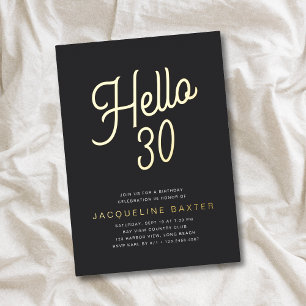 Golden Script Hello 30 30th Birthday Party