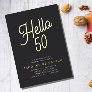 Golden Script Hello 50 50th Birthday Party