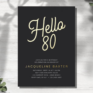 Golden Script Hello 80 80th Birthday Party