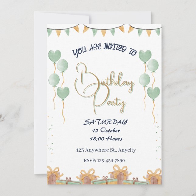 Golden Script Party Invitation (Front)