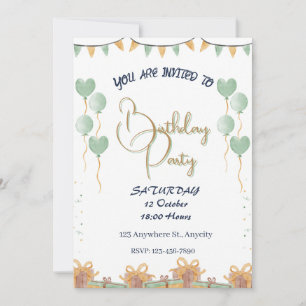 Golden Script Party Invitation