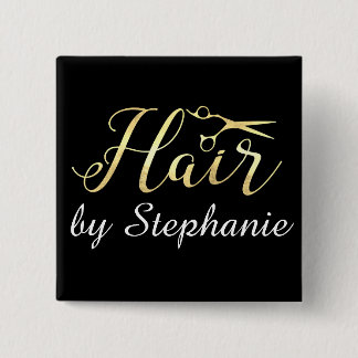Golden Script Scissors Hairstylist Hair Salon 15 Cm Square Badge