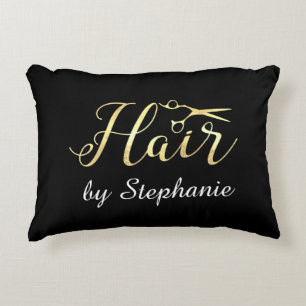 Golden Script Scissors Hairstylist Hair Salon Decorative Cushion