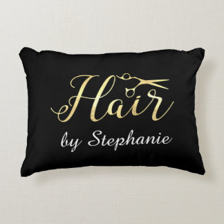 Golden Script Scissors Hairstylist Hair Salon Decorative Cushion