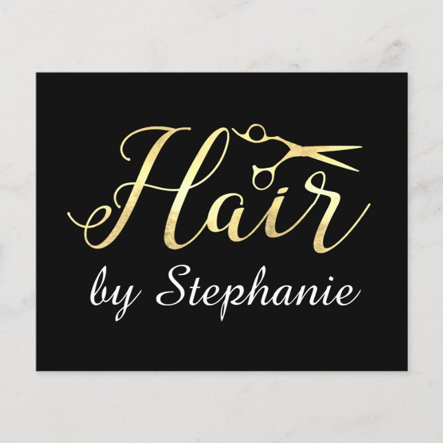 Golden Script Scissors Hairstylist Hair Salon Flyer (Front)