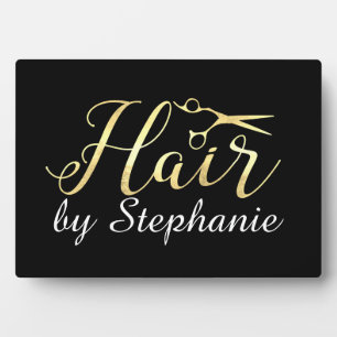 Golden Script Scissors Hairstylist Hair Salon Plaque