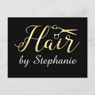 Golden Script Scissors Hairstylist Hair Salon Postcard