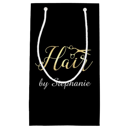 Golden Script Scissors Hairstylist Hair Salon Small Gift Bag