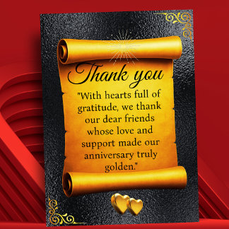 Golden Scroll Anniversary Thank You Card