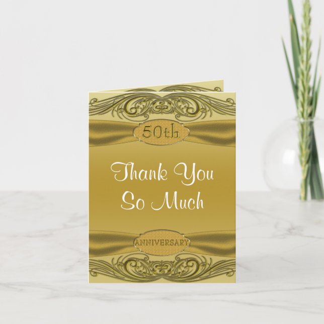 Golden Scrolls 50th Wedding Anniversary Card (Front)