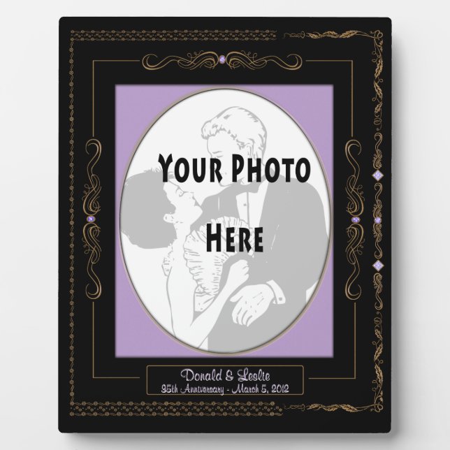 Golden Scrolls on Black w/ Lilac Mat - Personalise Plaque (Front)