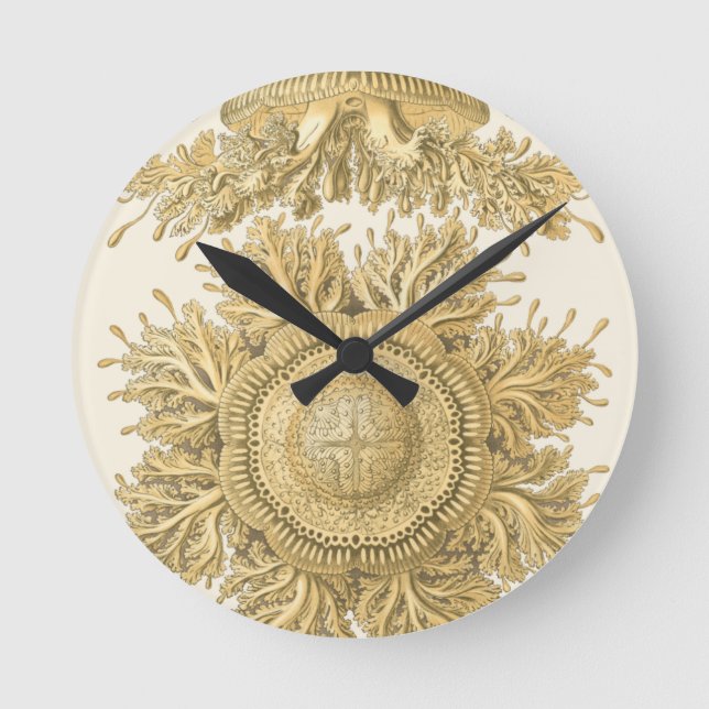 Golden Sea Creatures Round Clock (Front)