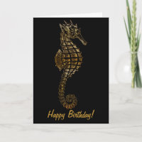 Golden SEA HORSE Funny Birthday Card Series