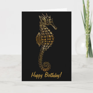 Golden SEA HORSE Funny Birthday Card Series