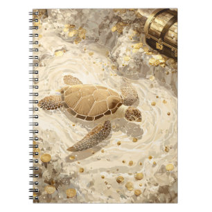 Golden Sea Turtle and Hidden Treasure Art Notebook