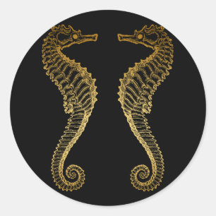 Golden Seahorse Sticker