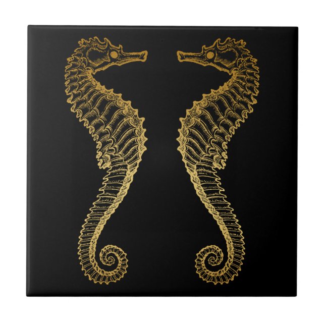 Golden Seahorse Tile (Front)